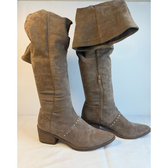 Report Zaria Women's Size 8 Light Brown Over The Knee Dressy Tall Stretchy Sock - Picture 7 of 16